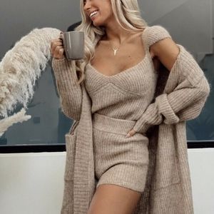 🍁Zara🍁 Nwt size S Wool Blend Knit Coat Limited Edition Belted Cardigan Beige